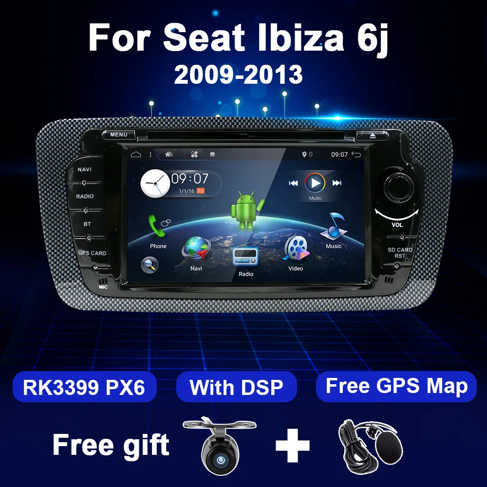 2Din Automobilių DVD Seat Ibiza MK4 6J 2008 m. 2009 m. 2010 m. 2013 m. 