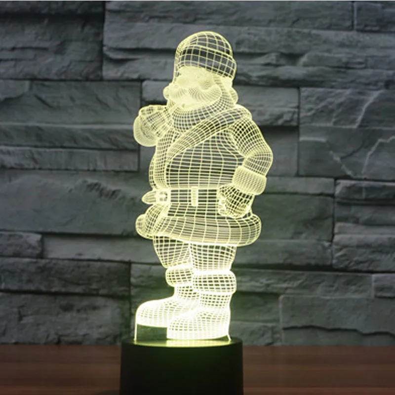 3D LED Nakties Šviesos Santa Claus Sniego, su 7 Spalvų Šviesos Namų Puošybai Lempos Nuostabi Vizualizacijos Optinė Iliuzija Nuostabus