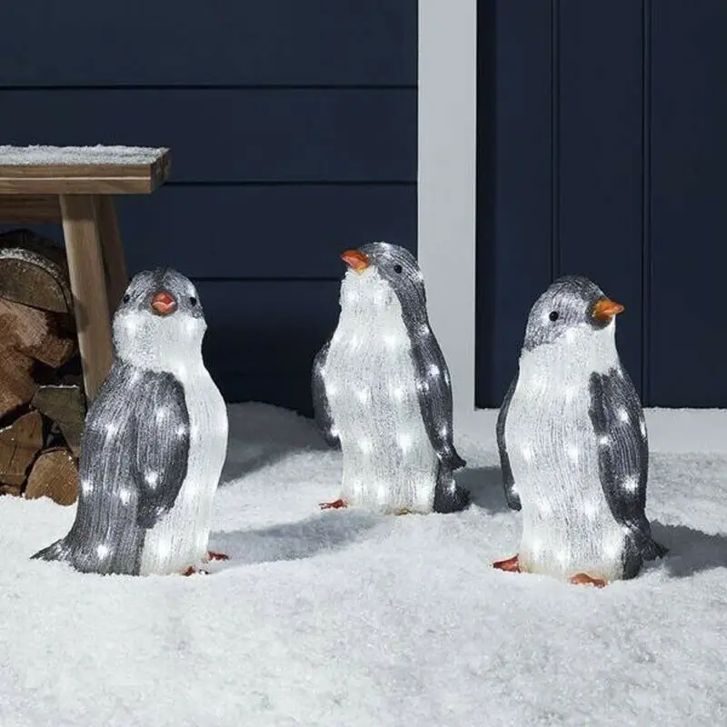 50 Led Pingvinas Akrilo Lempa Statoma Kalėdų Sodo Puošmena Šviesos 2022 2023 Naujųjų Metų Išvakarės Šalis Lauko Kiemas Dekoro 26x11cm