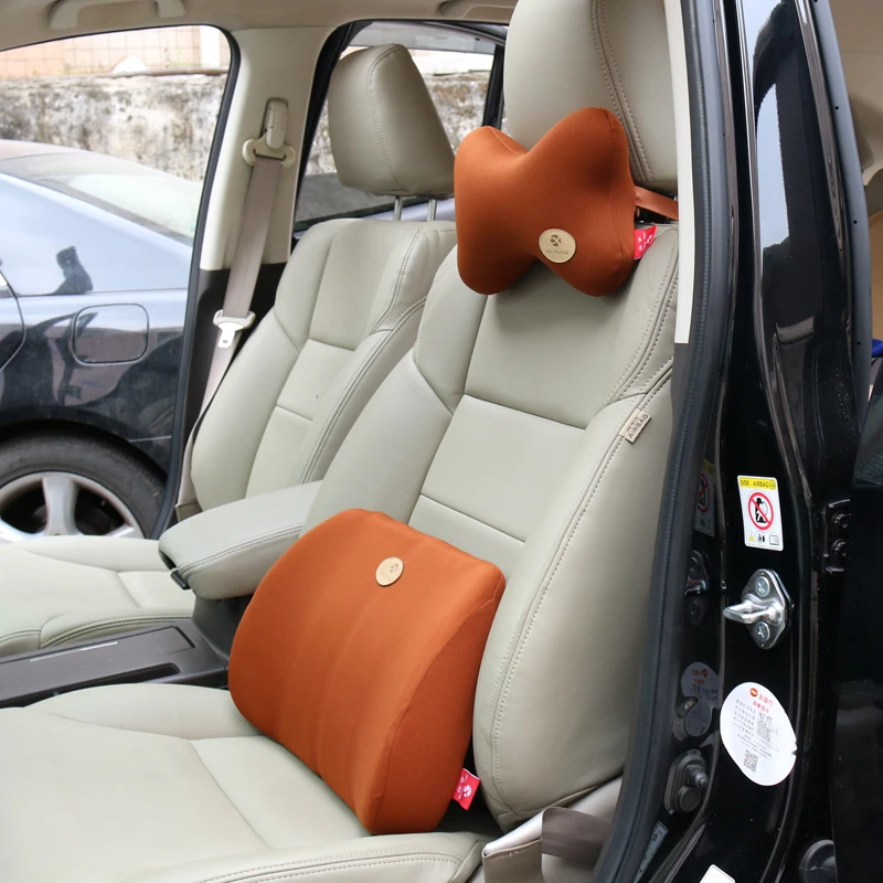 Automobilių pagalvėlės patogiai auto juosmens pagalvėlė palaiko atgal/smėlio spalvos/pilka automobilių juosmens pagalvėlės atminties putos automobilinė kėdutė apima 3 stilius