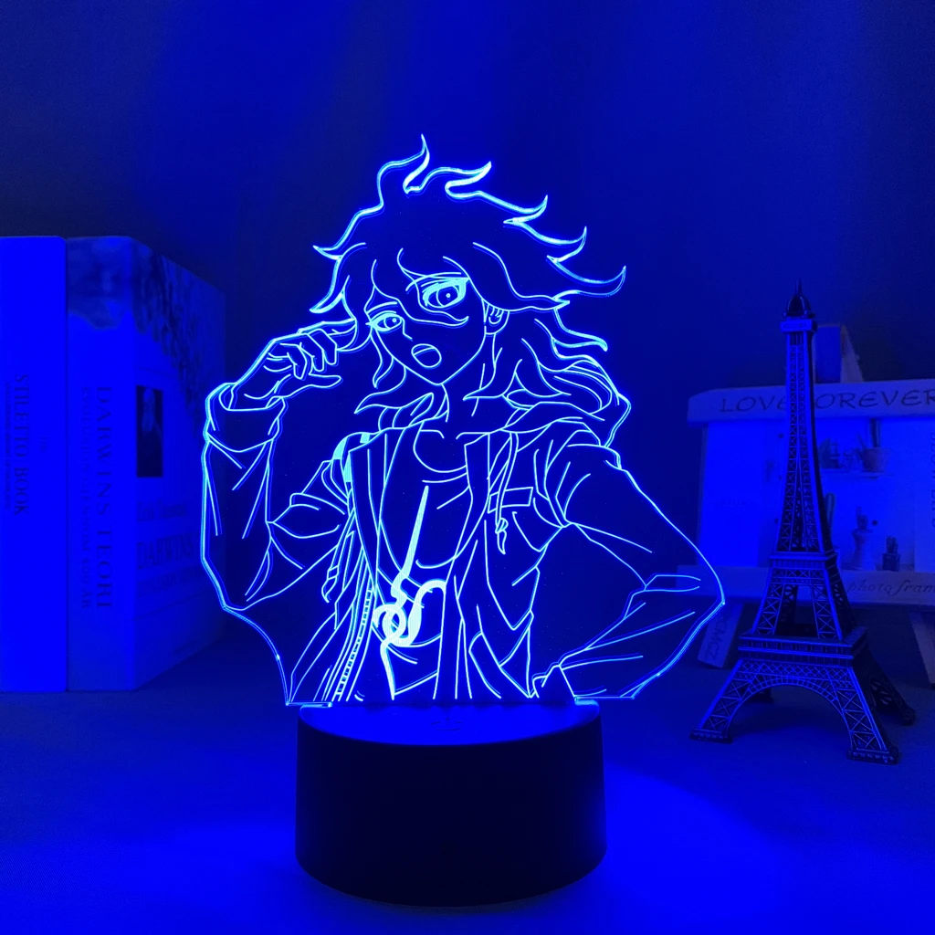 Danganronpa 3D LED Lempos Anime Nagito Komaeda Pobūdžio Miegamojo Puošmena Naktį Šviesos Akrilo Touch Stalo Lempa Gimtadienio Dovana