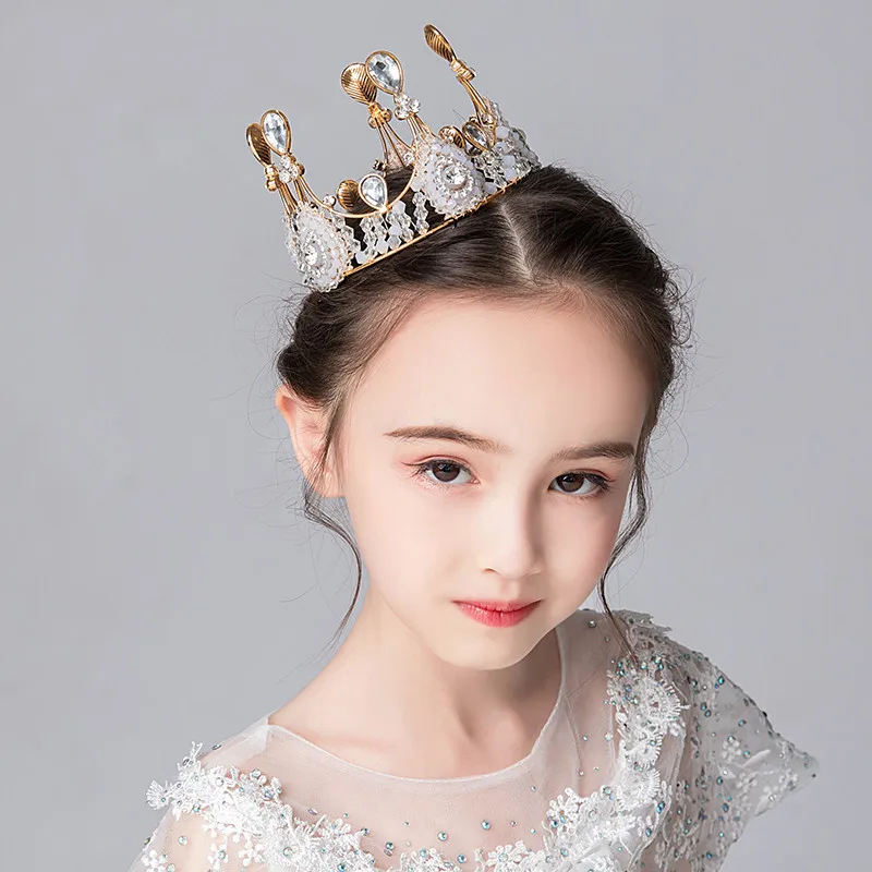 Derliaus aukso turas nuotaka prabanga šukuosena karūna vestuvių nuotakos plaukų aksesuarai princesė mergaitės apvalios lajos gimtadienio dovana