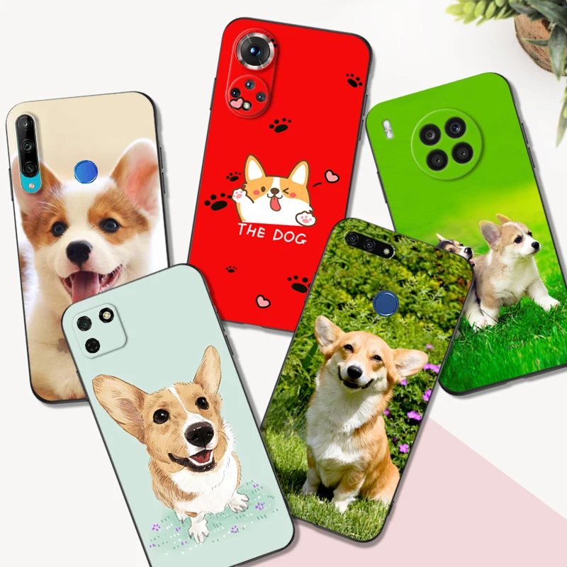 Juoda tpu Case For Huawei Honor 20 Lite 10 10i 20S 30S 30 7A 5.45 7s 7C 5.7 Padengti Corgi šuo