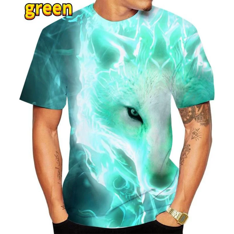 Vasaros Asmeninį Wolf 3D Print T Shirt Naujas Mados vyriški Naujovė Gyvūnų marškinėliai Hip-Hop ' Harajuku Streetwear Vyrai Trumpas-Sleev